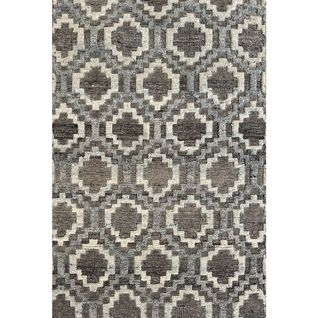 Gentle Geometric – Modern High-Low Wool Moroccan Tile Runner – 2'6" x 10' ft.