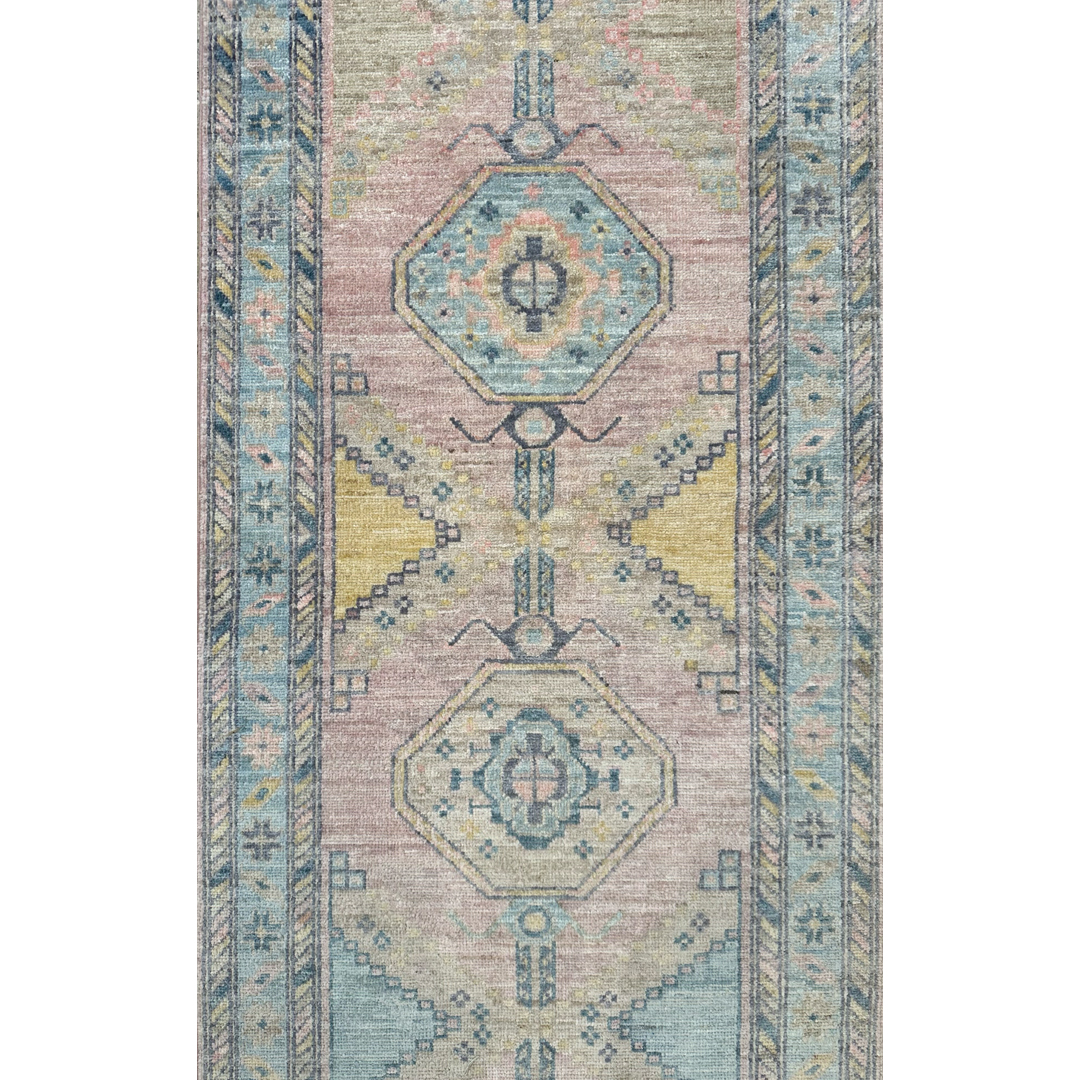 Playful Pastel – Fine Afghan Oushak Wool Runner – 2'8" x 20' ft.