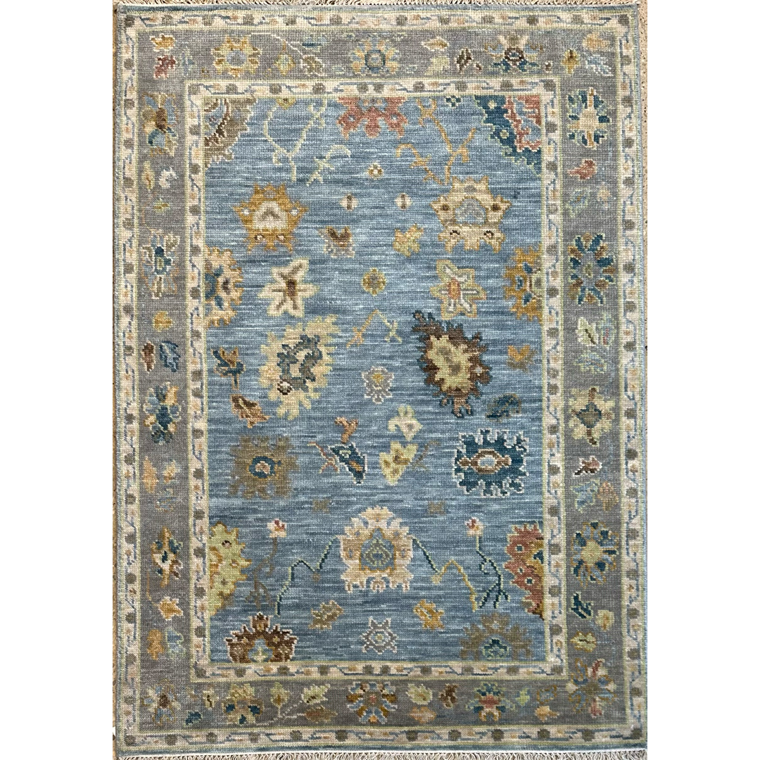 Graceful Gardenscape – Anatolian Oushak Wool Rug – 4' x 6' ft.