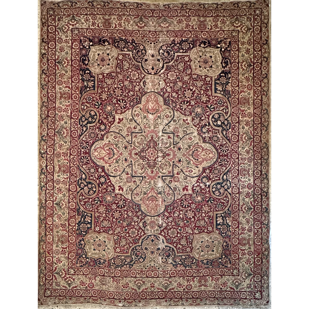 Ethereal Elegance – Antique Persian Kermanshah Lavar Kerman Carpet – 8'7" x 11'7" ft.