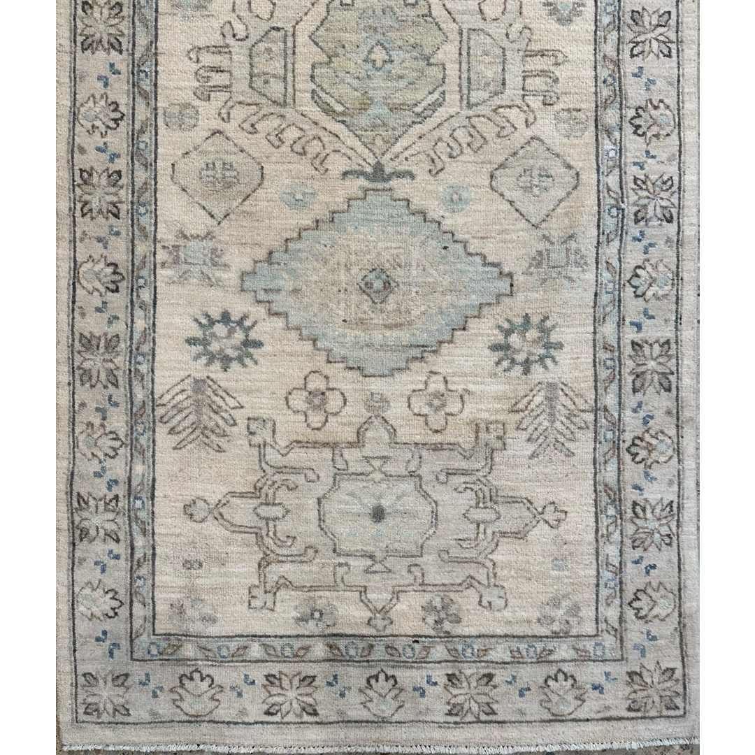 Geometric Grace – Fine Peshawar Karaje Wool Runner – 3'3" x 22'10" ft.