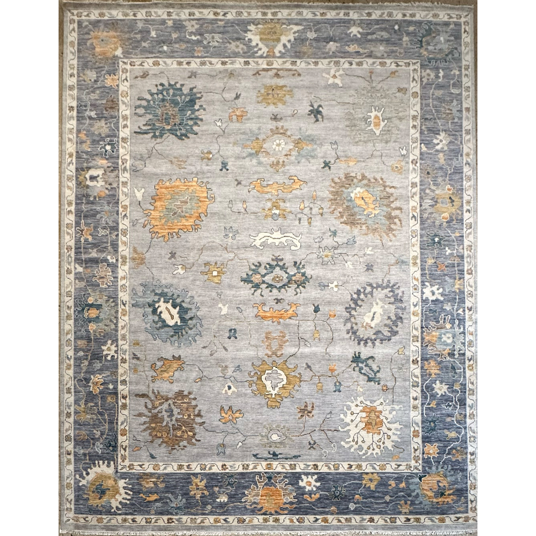Silvered Sanctuary – Grey Oushak Area Rug – 12'0" x 15'3" ft.