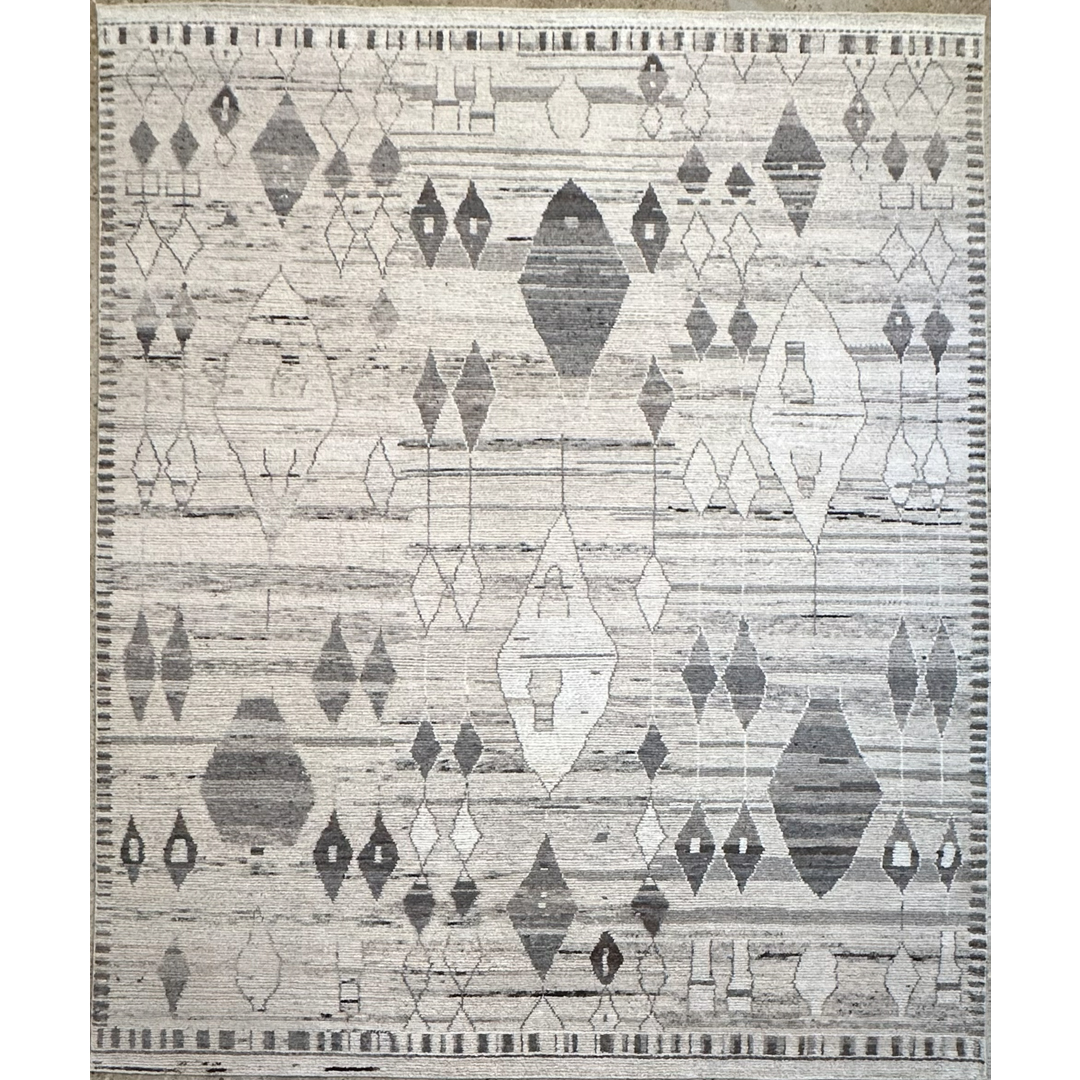 Starry Silver - Modern Afghan Moroccan Wool Area Rug – 8'0" x 10'0" ft.