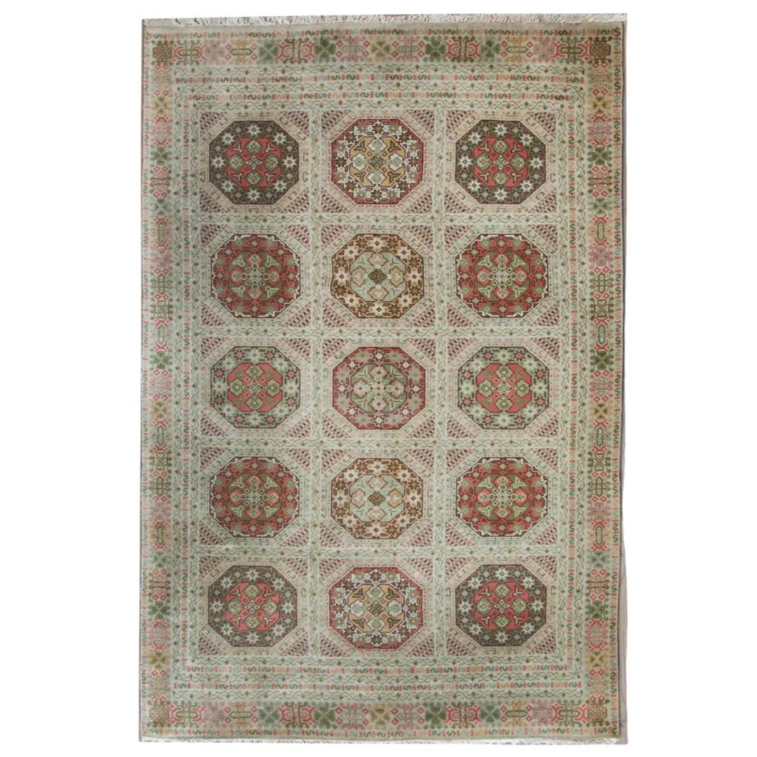 Antique Austrian - 1940s Geometric Panel Wool Rug - 6'9" x 10' ft.