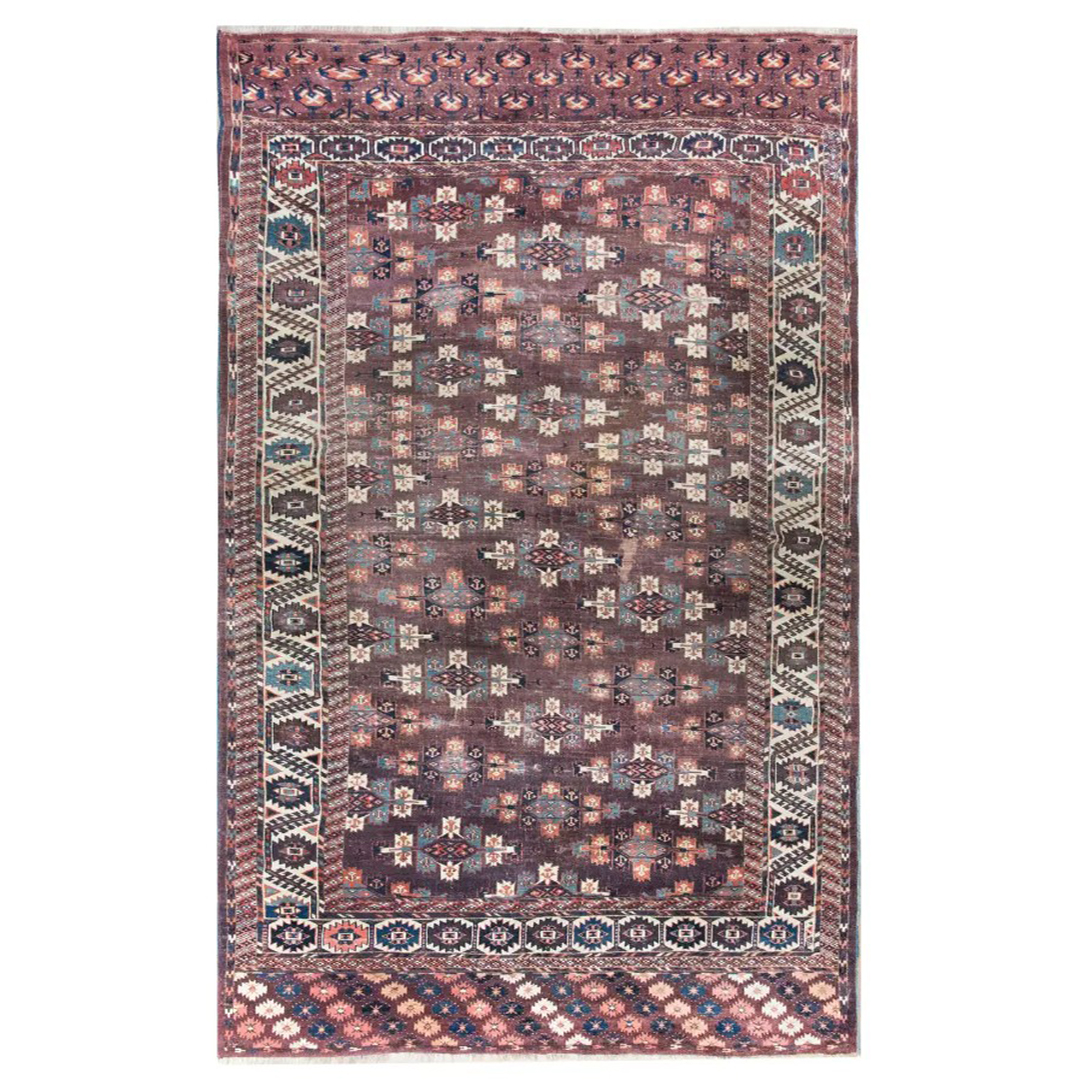 Tremendous Turkmen - 1880s Antique Yamout Rug - 6'6" x 9'10" ft.