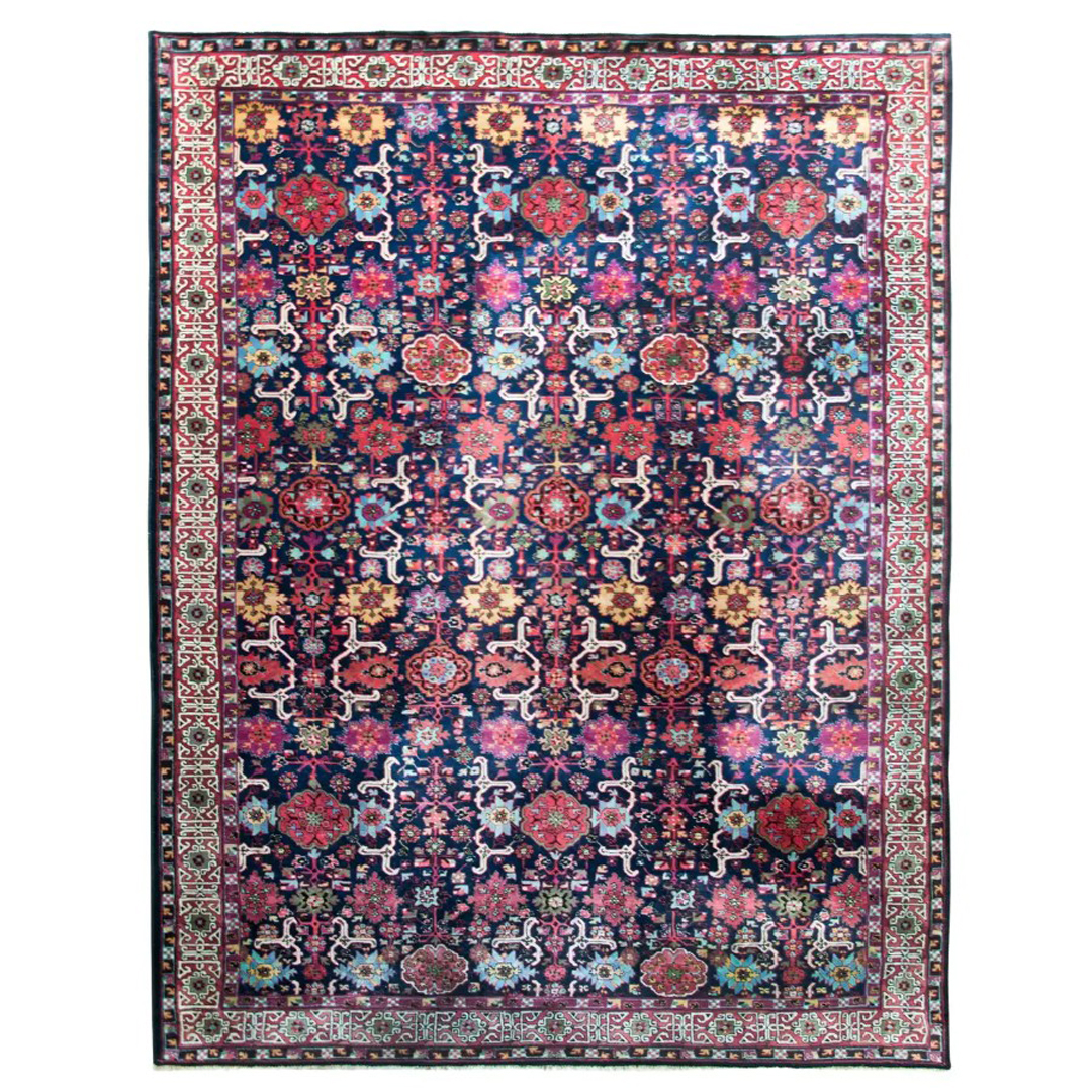 Gorgeous German - 1940s Antique Tetex Rug - Vibrant Floral Design - 9'10" x 12'7" ft.