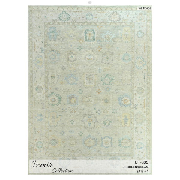 Interesting Izmir - Turkish Oushak Design Rug - 9'2" x 12'1" ft.