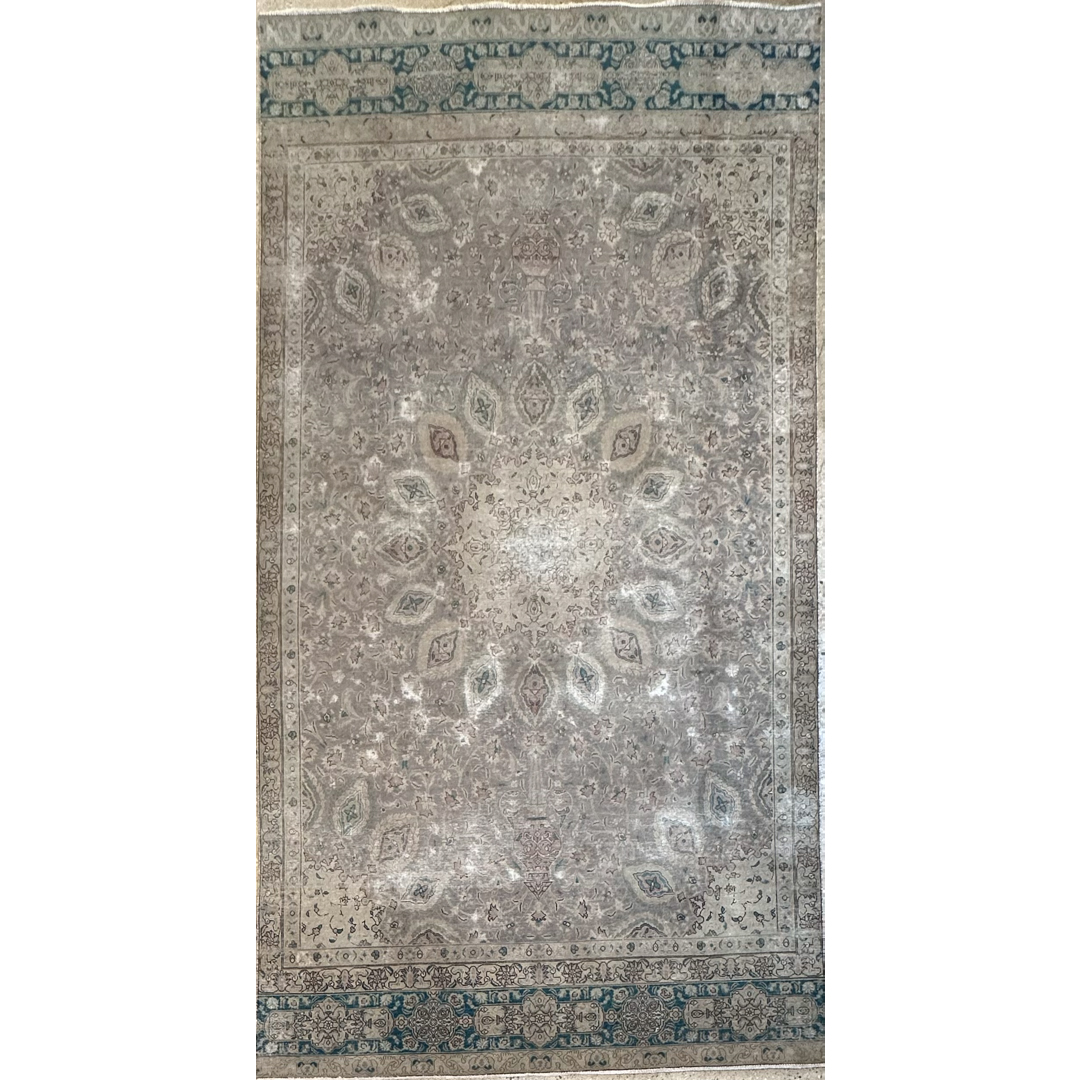 Serene Safi – Vintage Distressed Tabriz Area Rug – 7'3" x 13'9" ft.