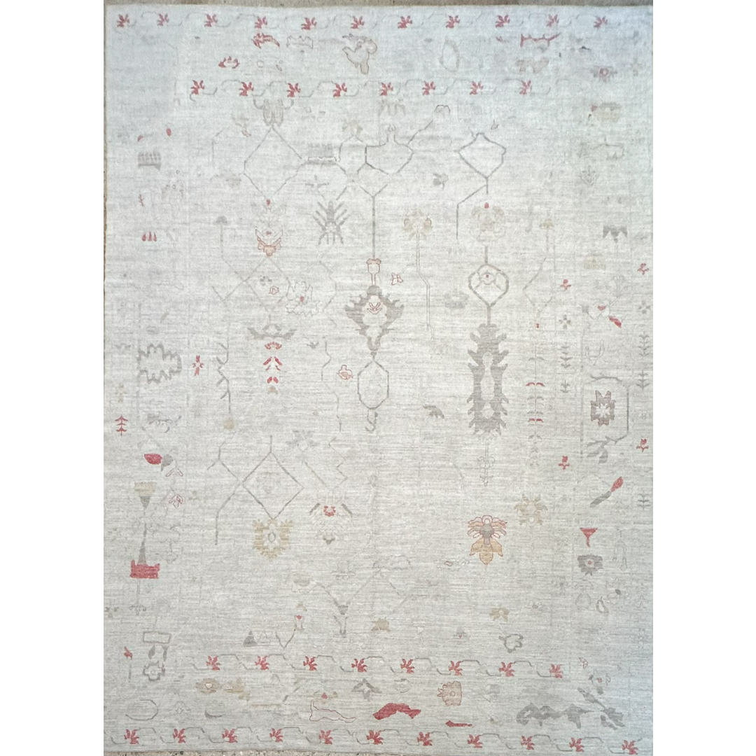 Pristine Pastel – Fine Turkish Oushak Wool Area Rug – 10'5" x 14'0" ft.