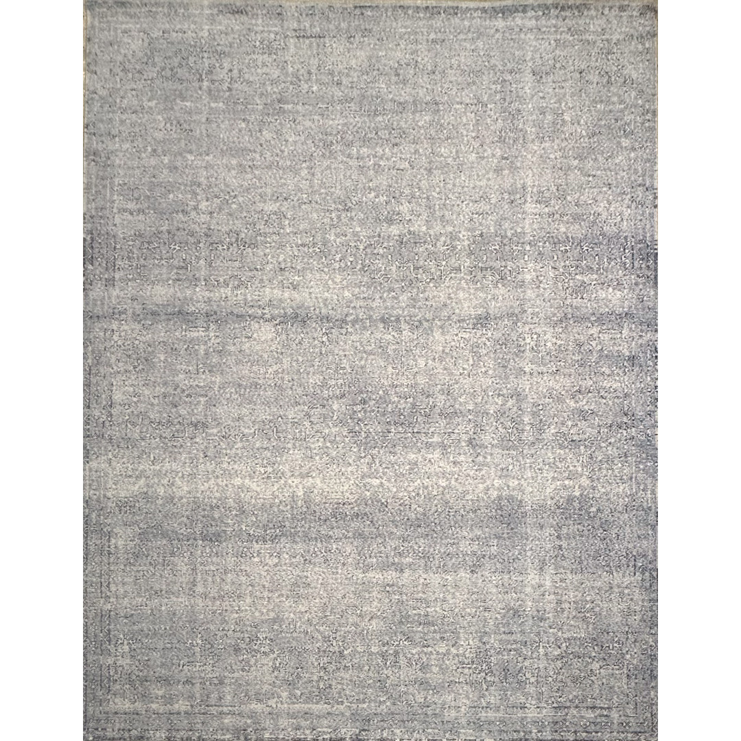Muted Mineral-Gray – Fine Jaipur Distressed Low-Pile Wool Rug – 9' x 12' ft.