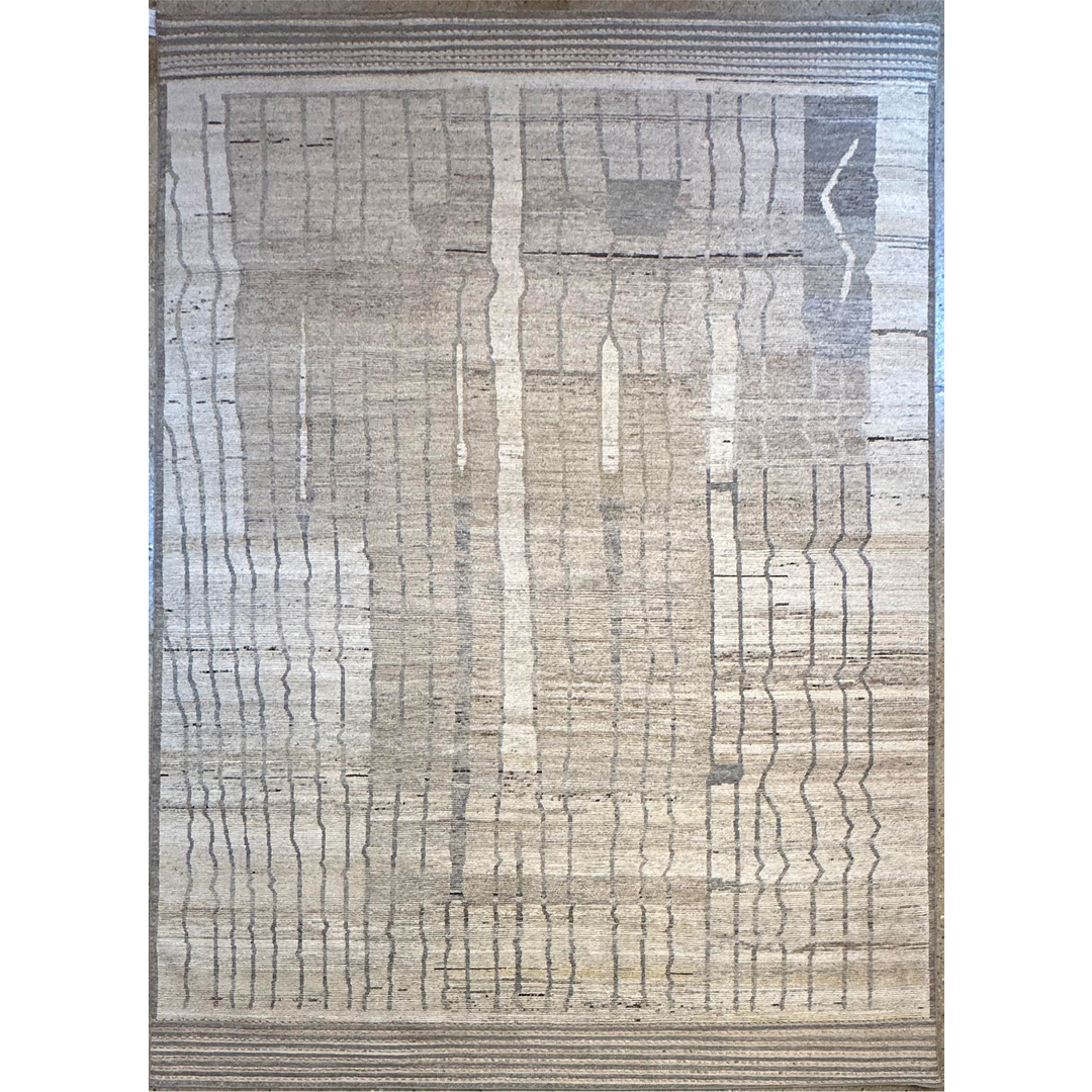 Minimalist Moroccan - Abstract Linear Rug - 10' x 14' ft.