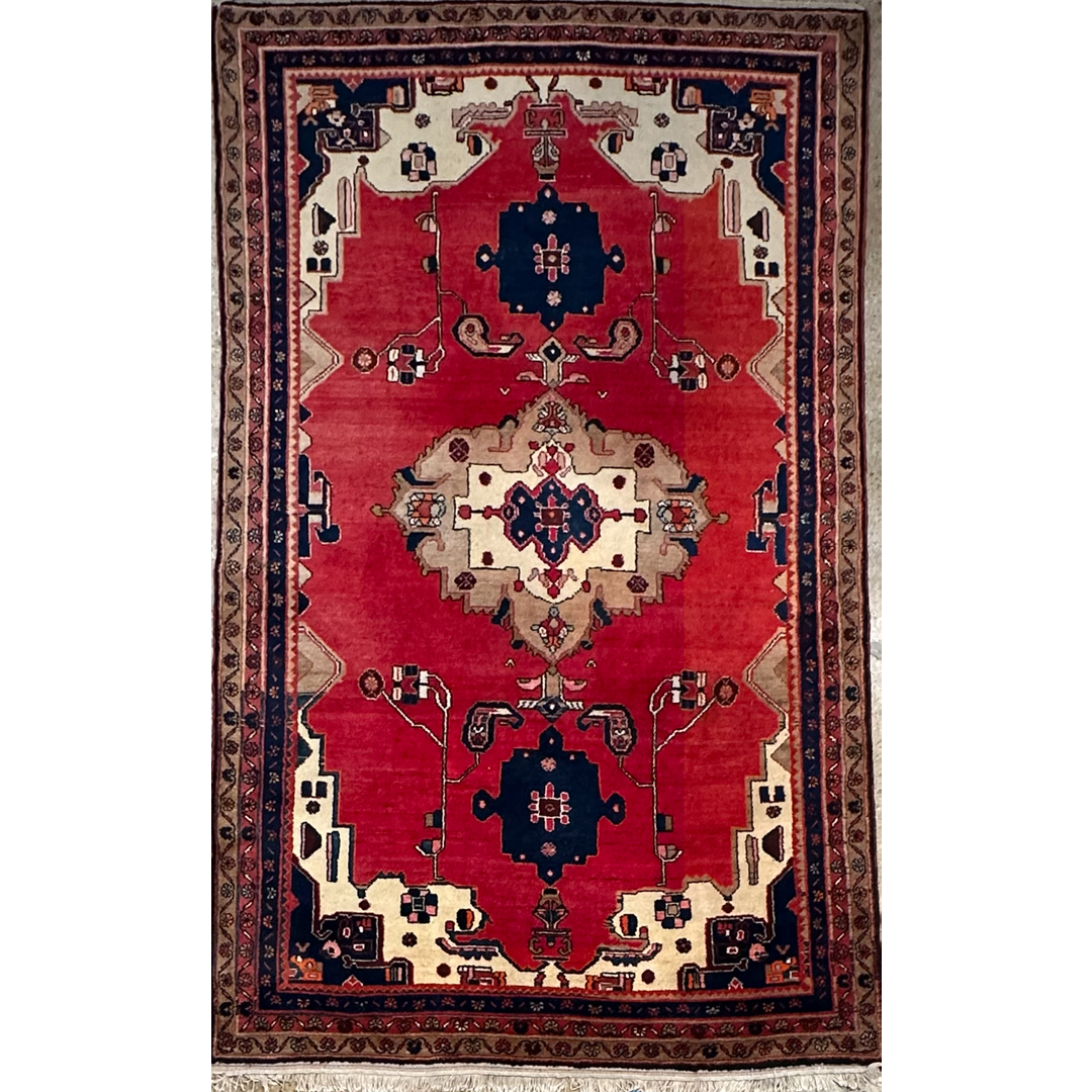 Happy Hamadan - 1960s Antique Tribal Persian Rug - 5'1" x 8'8" ft.