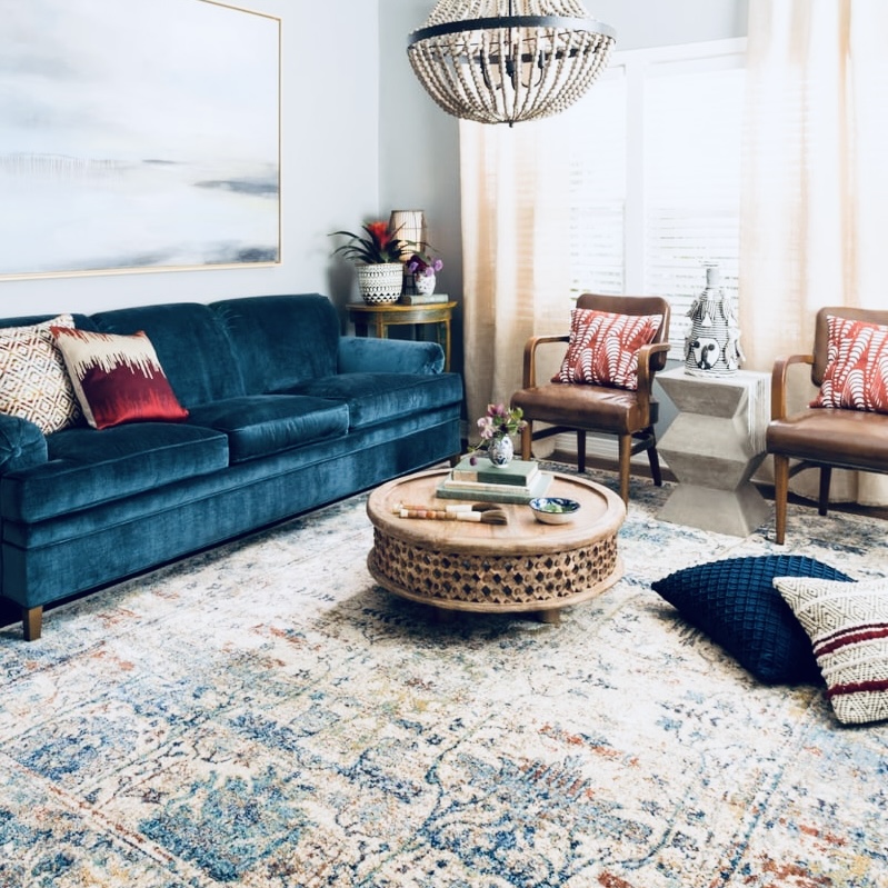 pairing colors rug with couch chicago