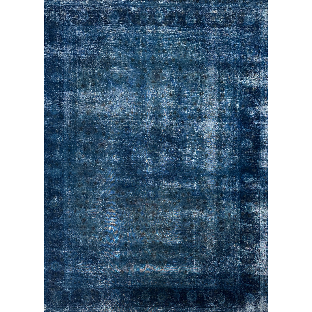 Outgoing Overdyed - Denim Blue Persian Rug - 9'6" x 12'6" ft.