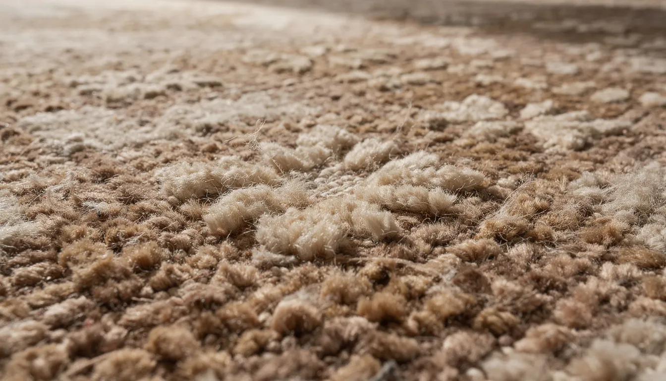 A close-up view of a hand-knotted wool rug reveals intricate knot patterns and natural fiber variations, showcasing the beauty and quality of traditional craftsmanship. This luxurious piece adds warmth and sophistication to any room, making it a perfect rug for those looking to elevate their home decor.