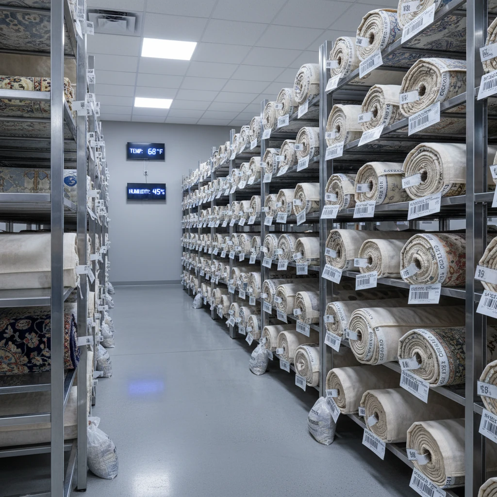 Climate controlled rug storage facility for long term preservation