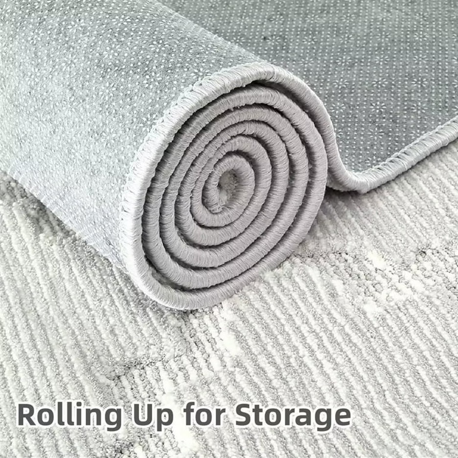Modern synthetic rug rolled properly for safe seasonal storage Image Title Attribute: Proper Synthetic Rug Storage