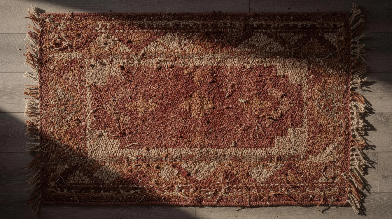 The image showcases a beautifully handwoven rug made from natural fibers, featuring a plush texture and neutral tones that complement various room styles. This durable and soft wool rug is perfect for high traffic areas, adding a cozy focal point to any space while being pet-friendly and machine washable for easy maintenance.