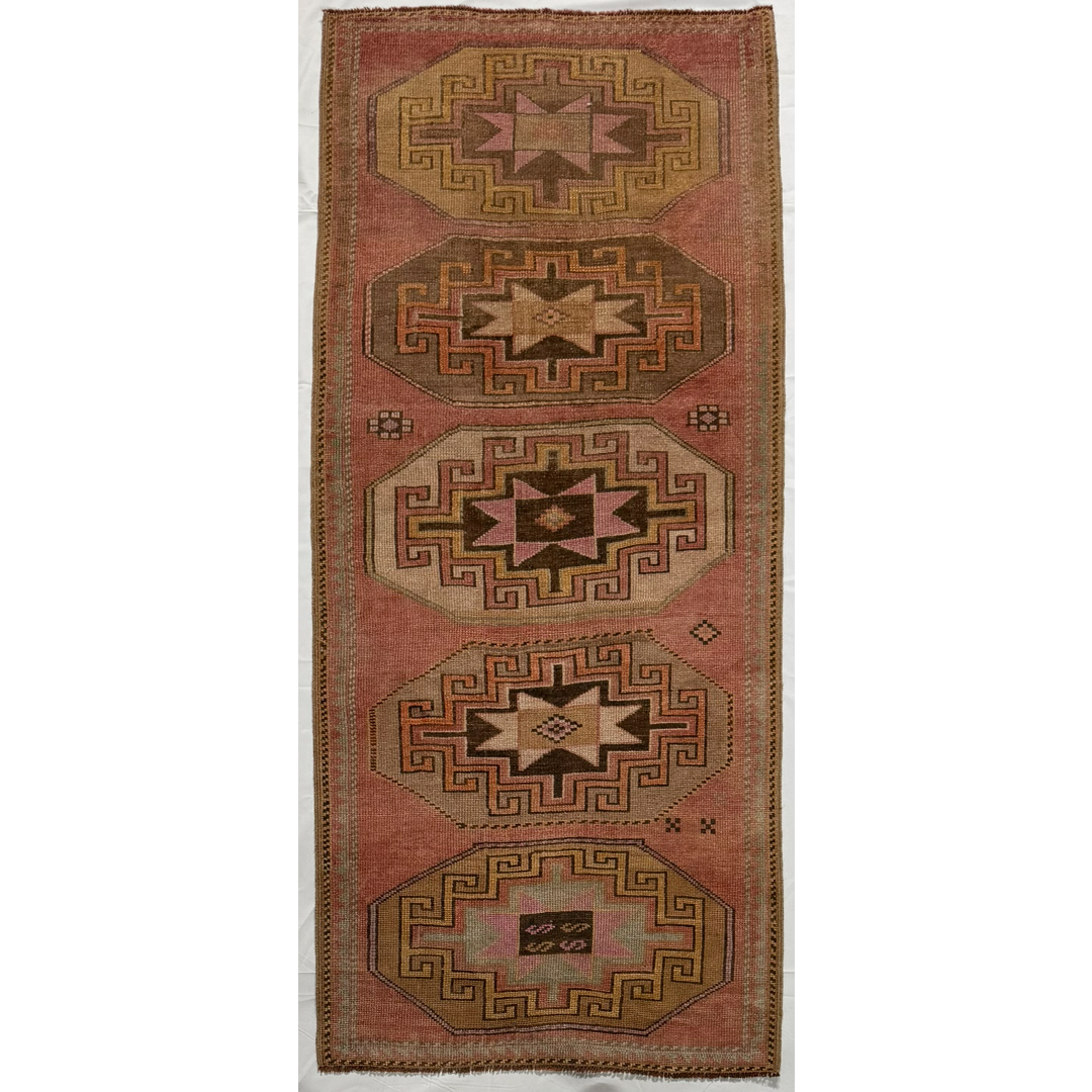 Rustic Rose – Vintage Turkish Oushak Runner – 3'1" x 7'3" ft.