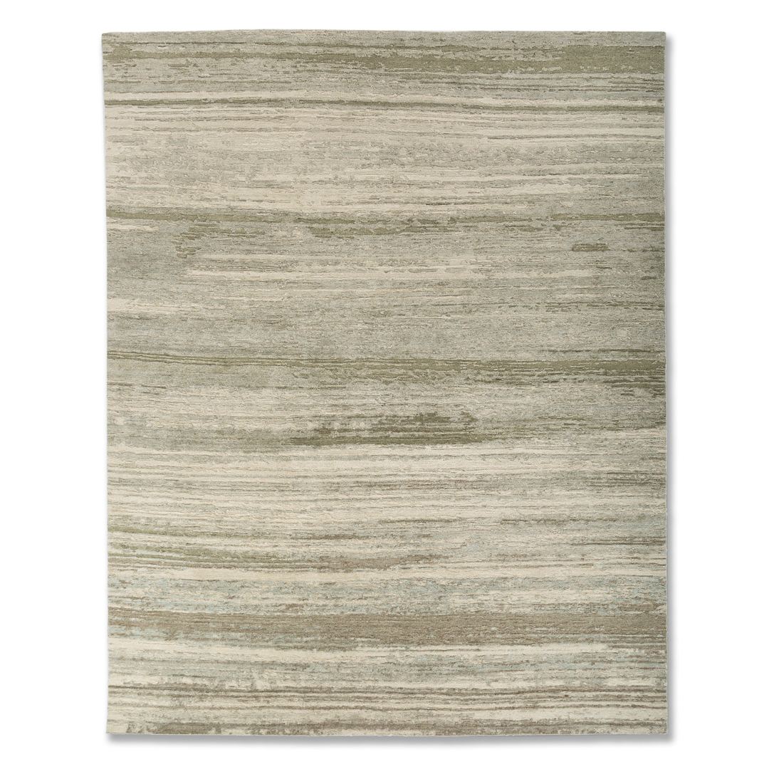 Textured Tranquility – Modern Abstract Indian Area Rug – 10' x 14' ft.