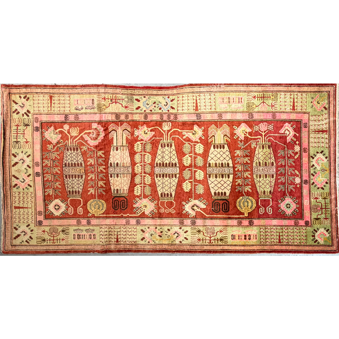 Artesanal Antique - Samarkand Khotan Wool Carpet 5.8 x 11.3 feet