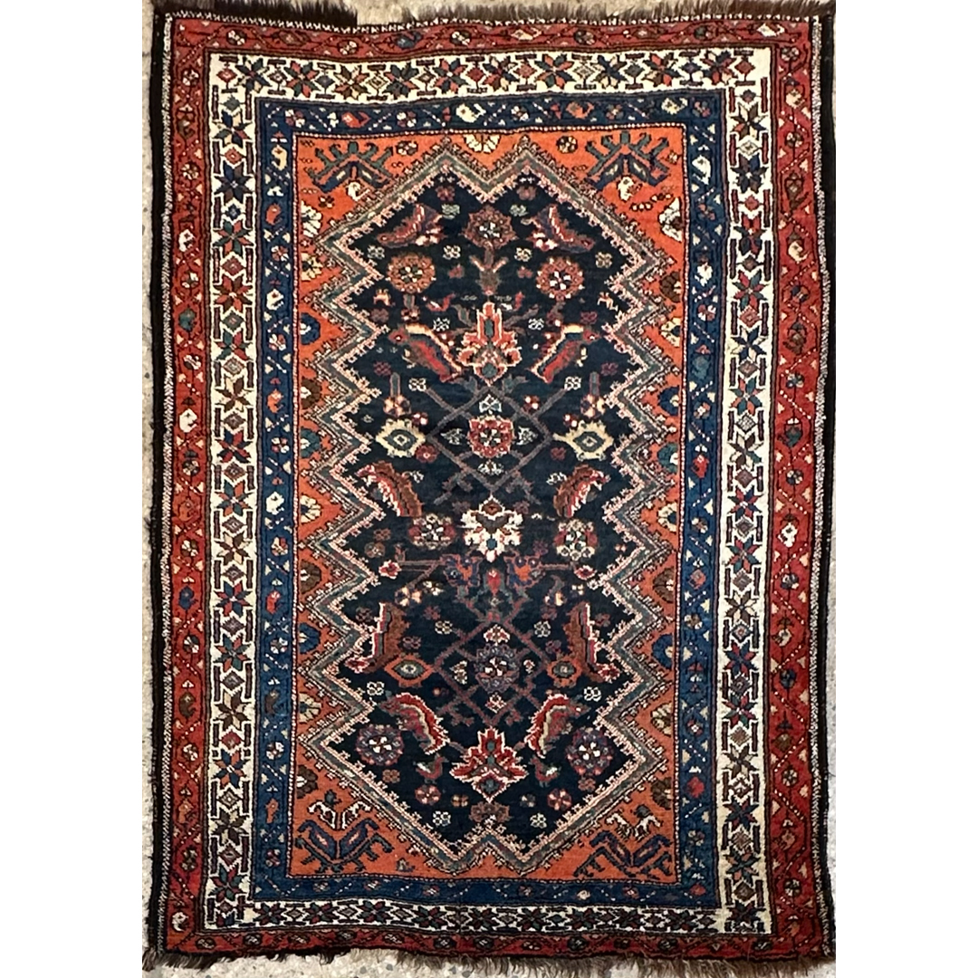 Angular Antique - Persian Luri Bakhtiari Tribal Area Rug – 4'3" x 6'0" ft.
