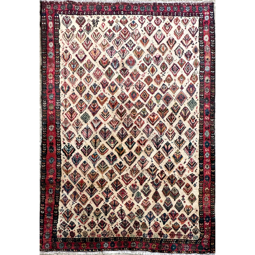 Mesmerizing Madder Red - Persian Hamadan Area Rug – 4'4" x 6'3" ft.