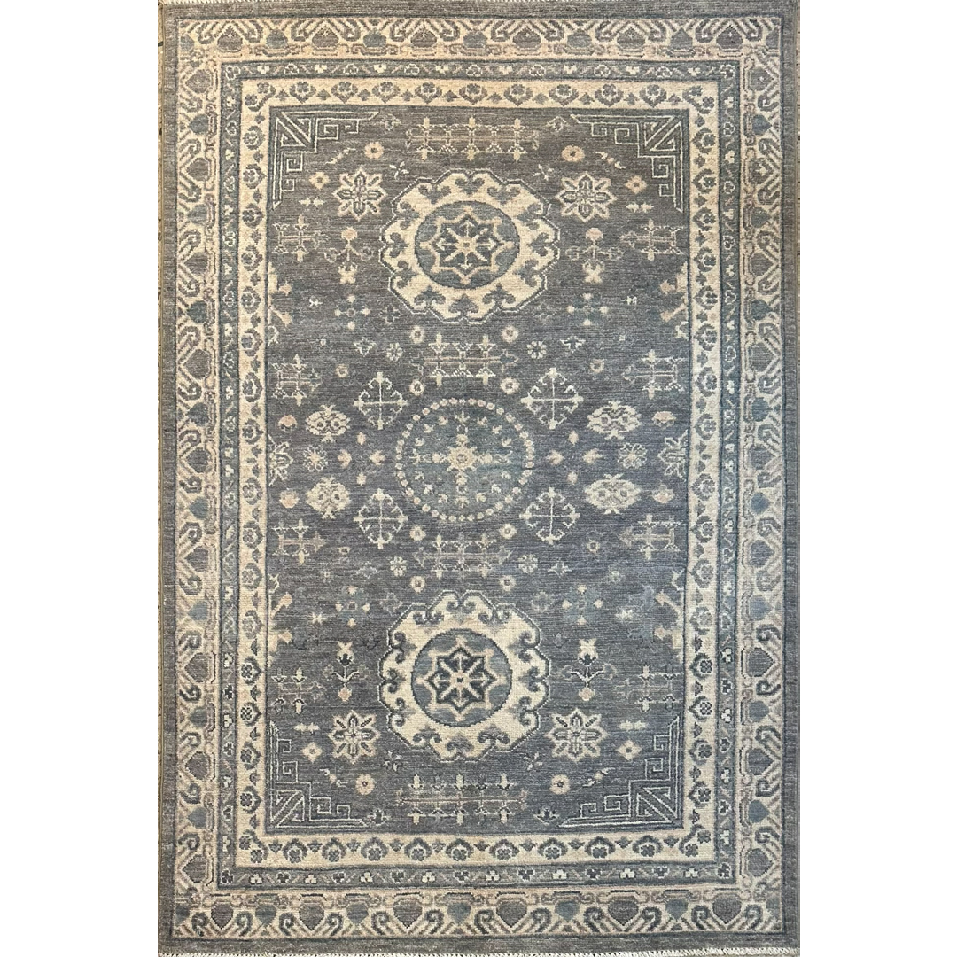 Floral Features - Grey Khotan Area Rug – 3'10" x 5'11" ft.