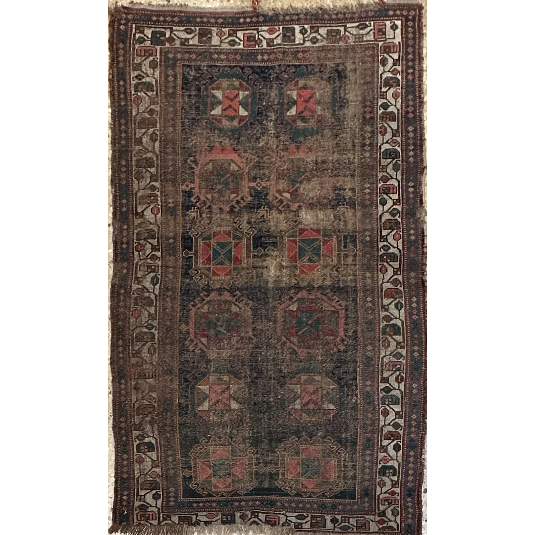 Antique Persian Kurdish Area Rug – 3'9" x 6'1" ft.