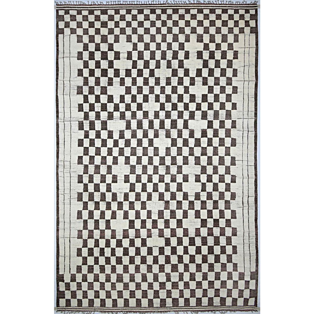 Grand Grid - Modern Moroccan-Style Afghan Rug - 12' x 18'4" ft.
