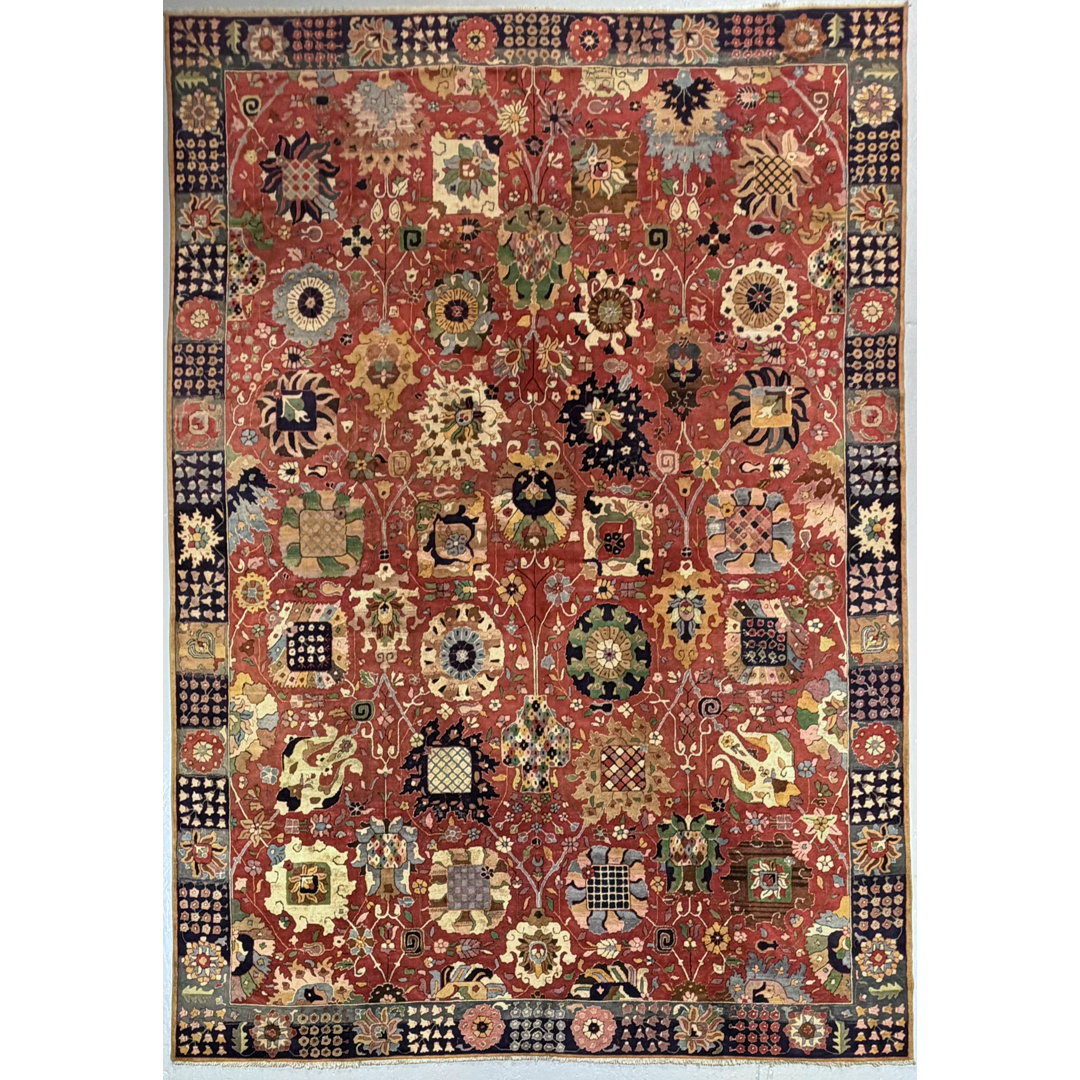 Rusty Rosettes - Vintage German Tetex Area Rug – 8'1" x 11'8" ft.