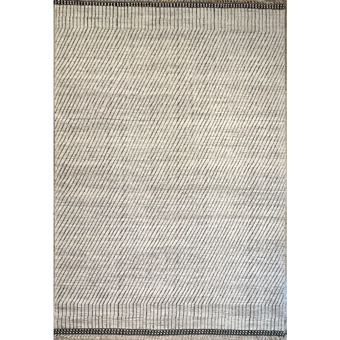 Minimal Moroccan - Modern Afghan Moroccan-Style Wool Carpet – 10'0" x 14'6" ft.