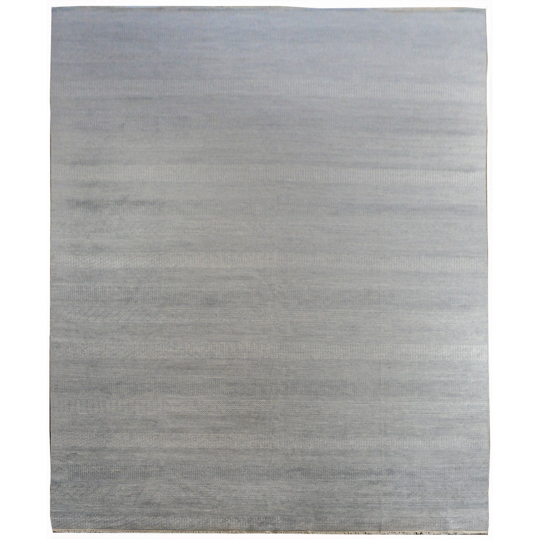 Muted Melody – Indian Grass Design Wool Rug in Light Blue – 12’4″ x 15’ ft.