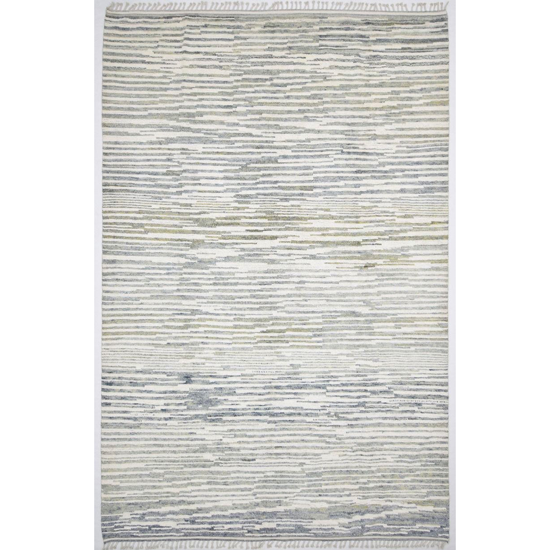 Striated Stripes - Modern Afghan Moroccan-Style Area Rug – 9'10" x 15'1" ft.