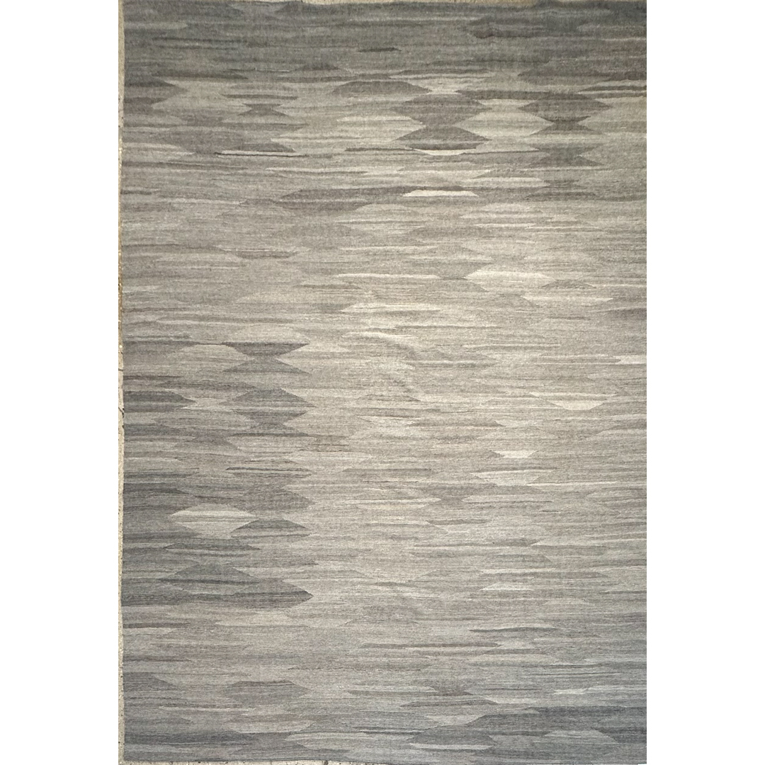 Monochromatic Modern – Afghan Kilim Flatweave Area Rug – 9'11" x 14'1" ft.