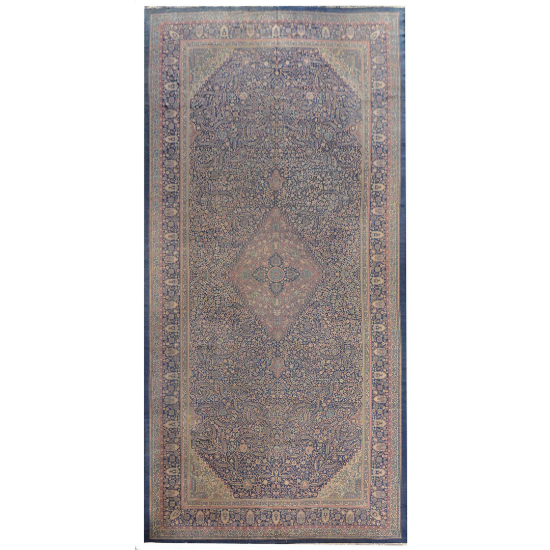 Majestic Mohtasham – Antique Hand-Knotted Indo-Kashan Carpet – 10' x 19'3" ft.