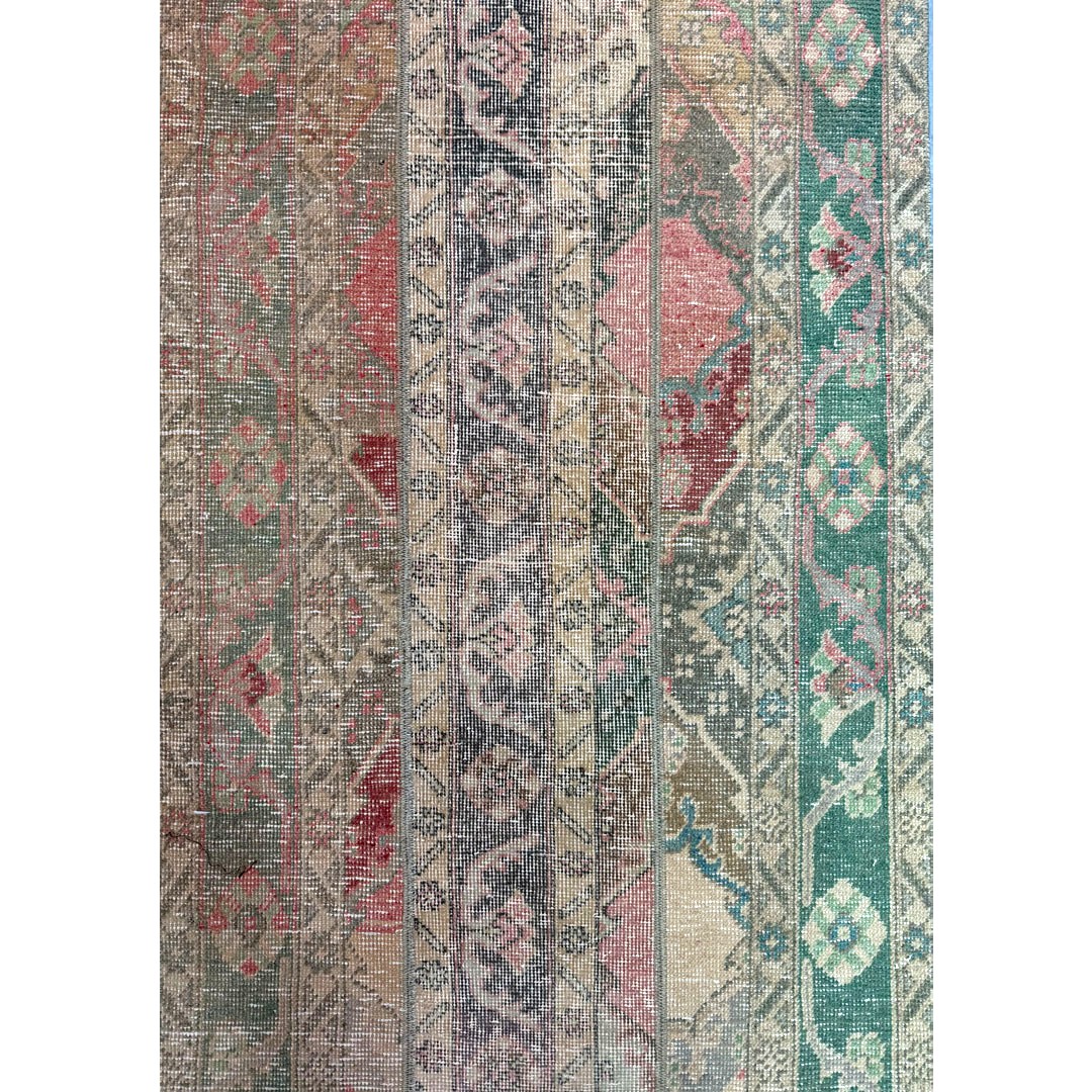 Artful Anatolian – Vintage Turkish Patchwork Border Runner – 2'6' x 12'4" ft.