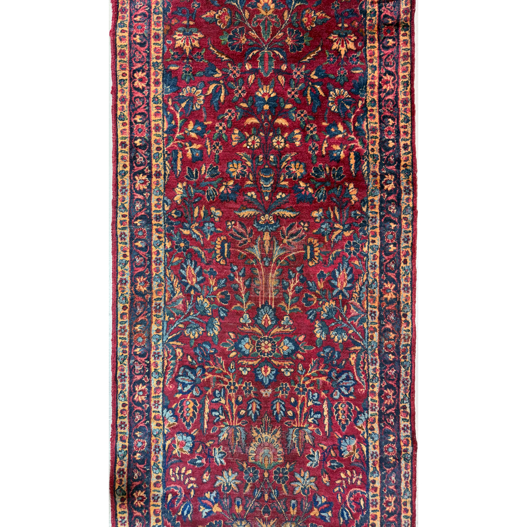 Radiant Rose – Antique Persian Yazd Sarouk Runner – 2'6" x 15'5" ft.