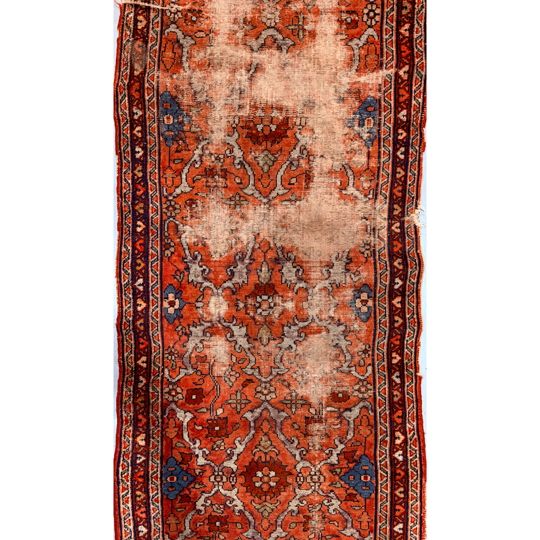 Rustic Rose – Antique Persian Hamadan Wool Runner – 2'6" x 9'2" ft.