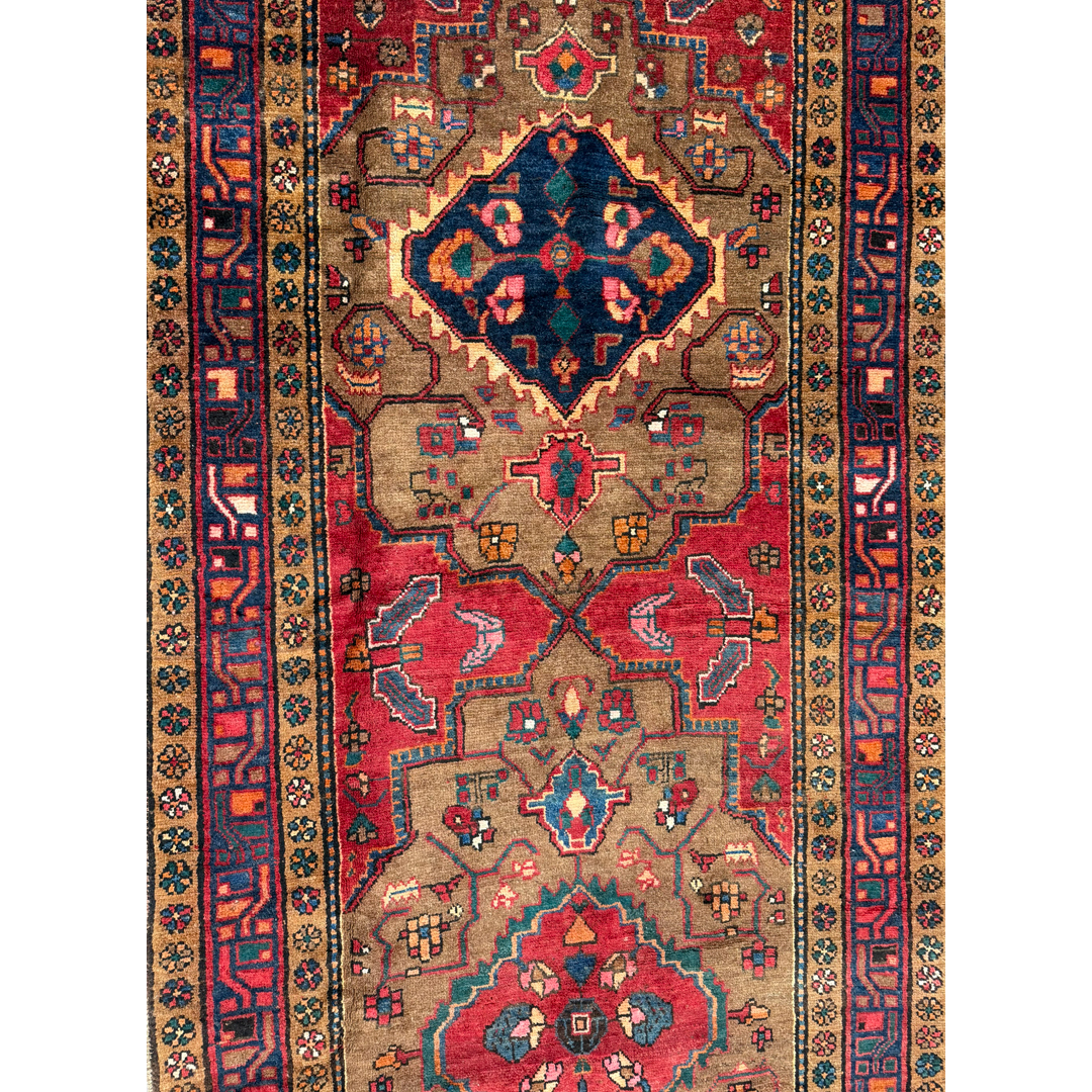Handsome Hamadan – Traditional Persian Geometric Wool Runner – 3'8" x 10'2" ft.