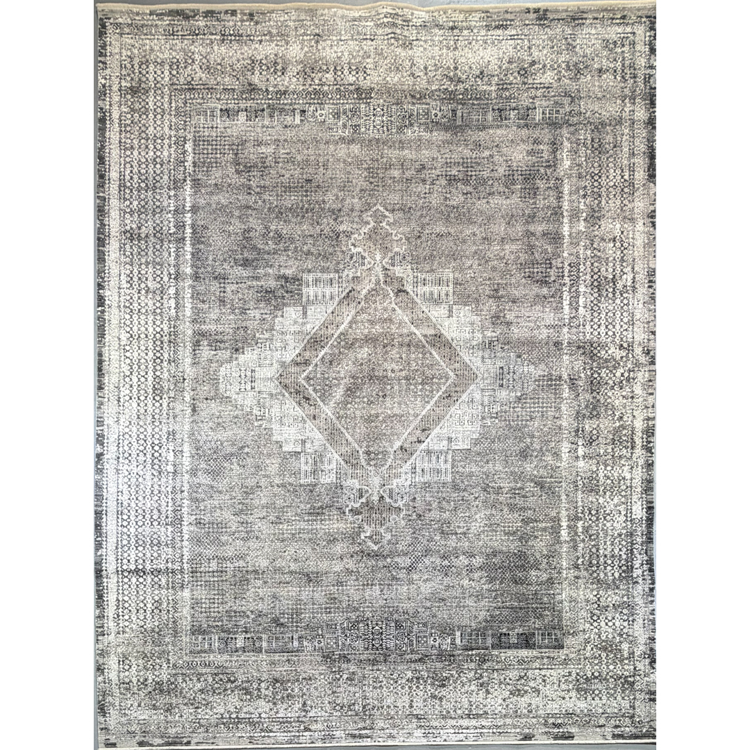 Silver Symmetry – Modern Mamluk Area Rug – 10’0″ x 13’0″ ft.