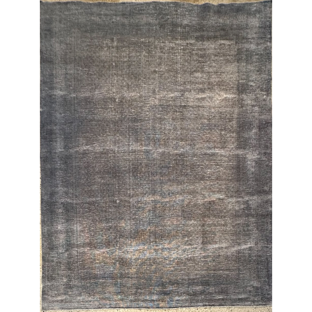 Shadowed Slate – Vintage Over-Dyed Persian Tabriz Area Rug – 10’8″ x 13’9″ ft.