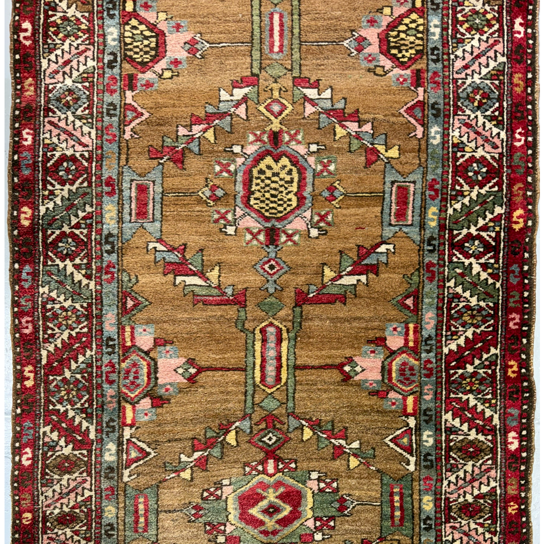 Handsome Heriz – Antique Persian Camel Hair Runner – 3'1" x 12'2" ft.