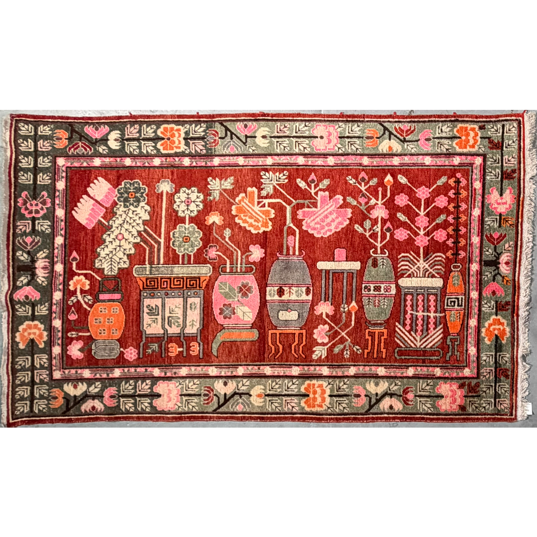 Samarkand Splendor – Antique Khotan Wool Rug – 6'0" x 9'0" ft.