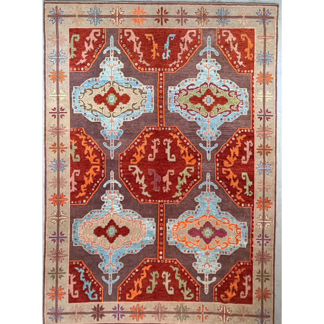 Terrific Turkish – Bold Geometric Tribal Rug – 9'4" x 10'8" ft.