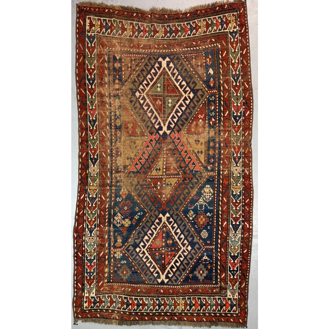 Captivating Caucasian – Antique Kazak Wool Area Rug – 4'1" x 7'3" ft.