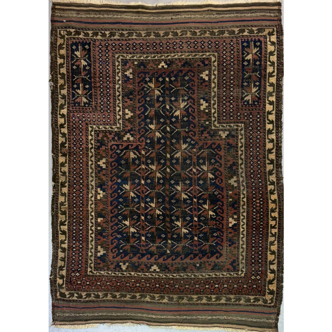 Beautiful Balouch – Antique Persian Prayer Rug – 3'2" x 4'6" ft.