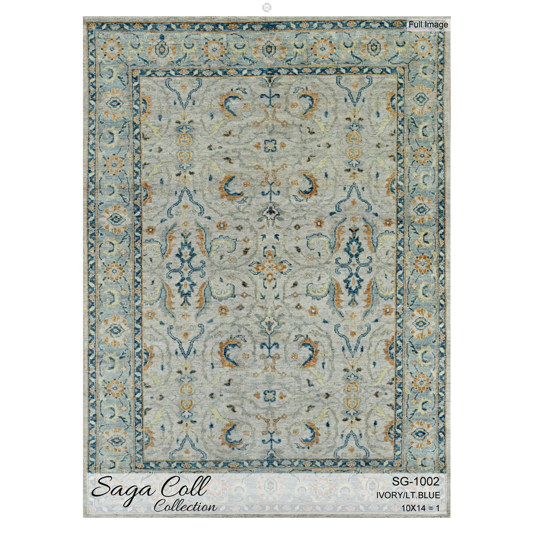 Ivory Impression – Saga Collection Oushak Area Rug – 9'11" x 13'10" ft.