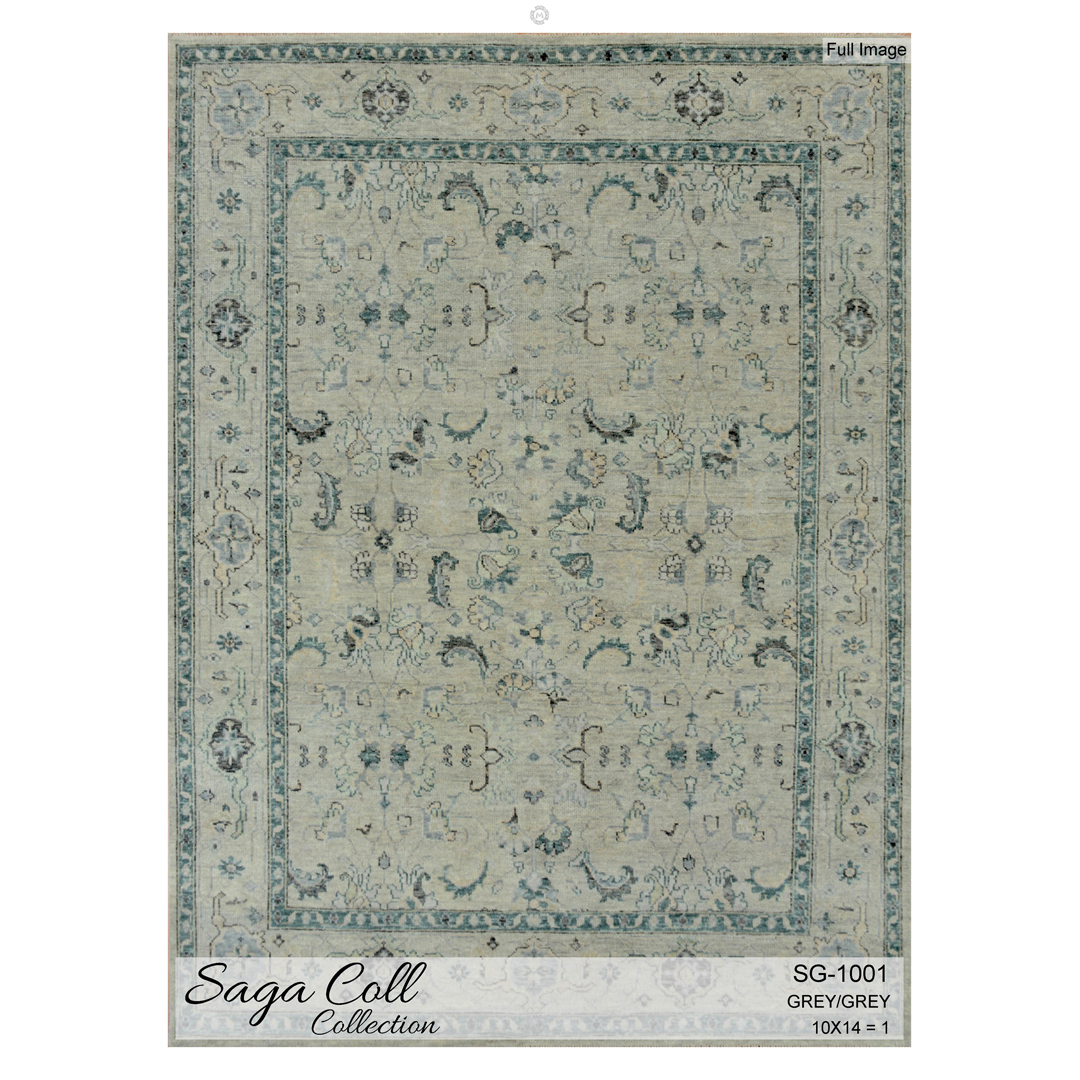 Silvery Sanctuary – Saga Collection Oushak Area Rug – 10'0" x 13'10" ft.