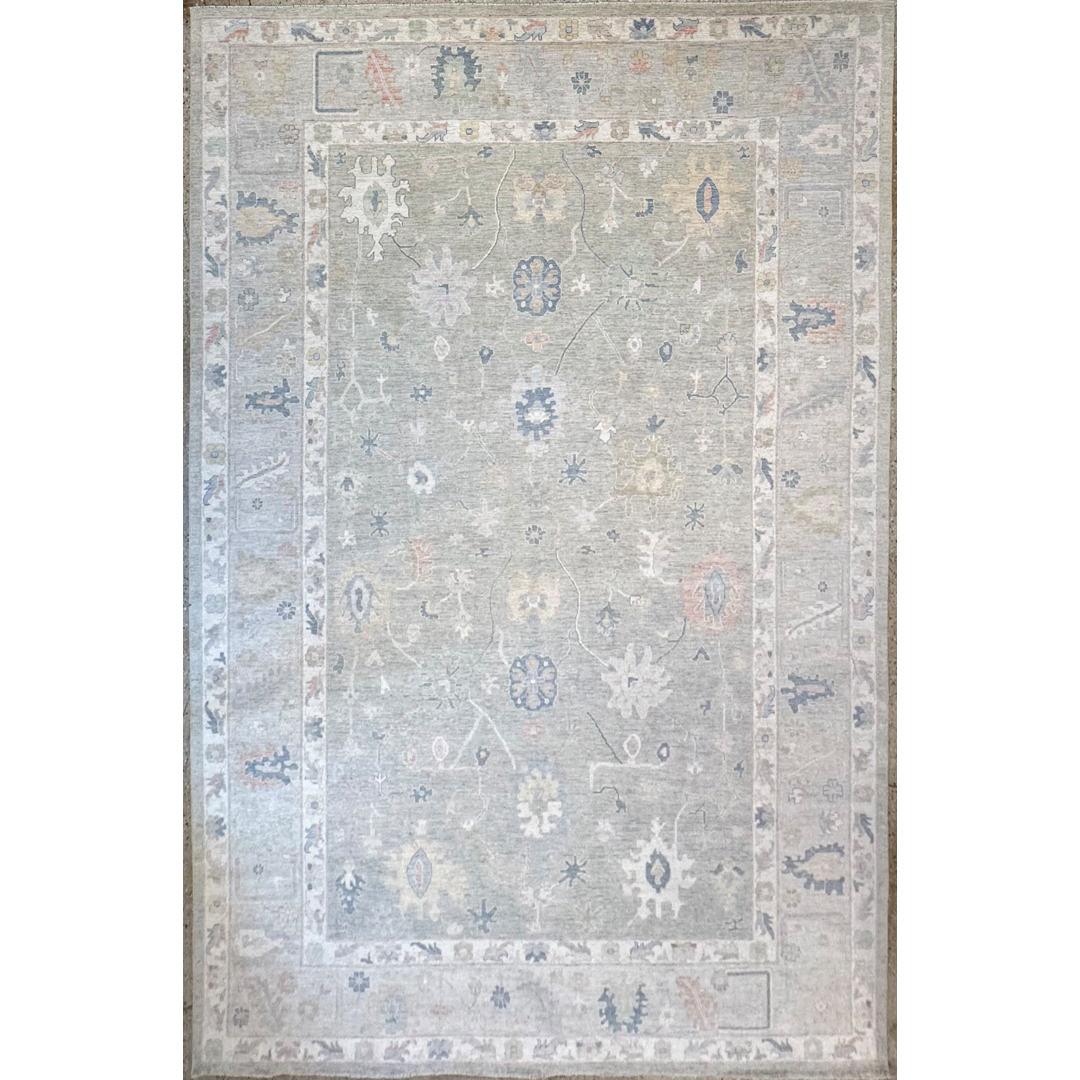 Silvery Serenity – Afghan Oushak Area Rug – 12'2" x 17'9" ft.